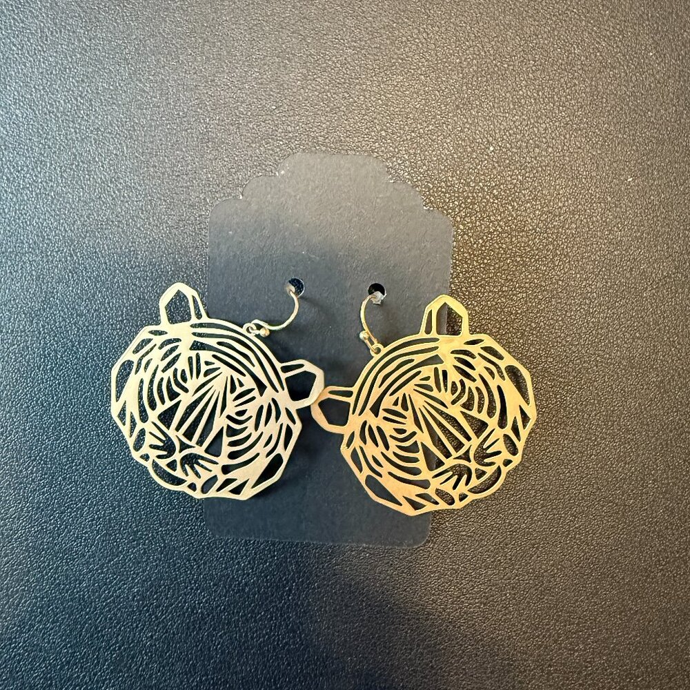 Pierced Gold Tiger Earrings